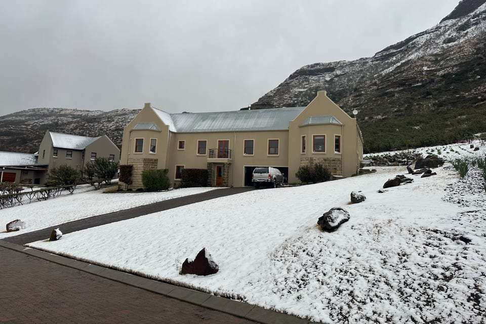 Snow on estate houses in winter